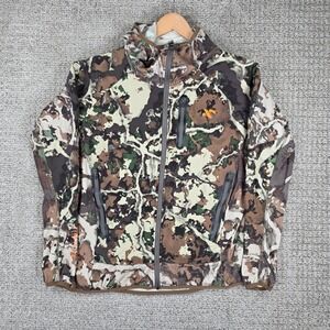 First Lite Mens Sawtooth Hybrid Camo Wool Full Zip Hooded Hunting Jacket Size XL